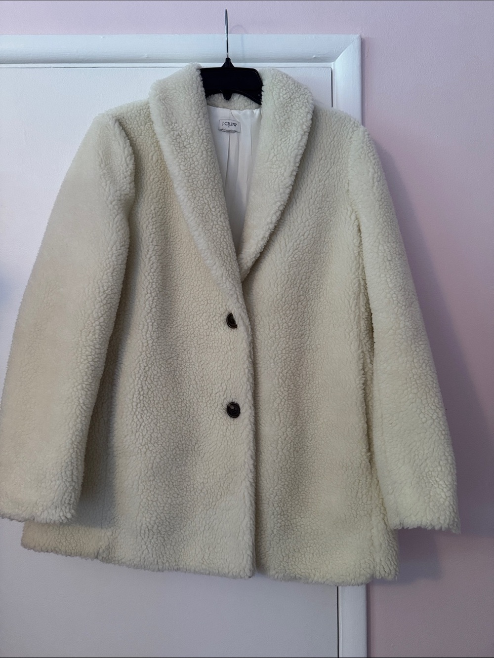 J. Crew Cream Faux Shearling Teddy Coat